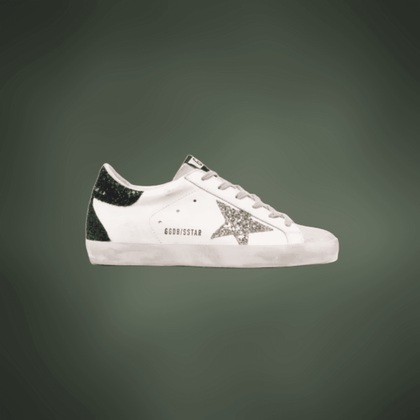 Golden Goose Superstar in white, black & glitter Star
