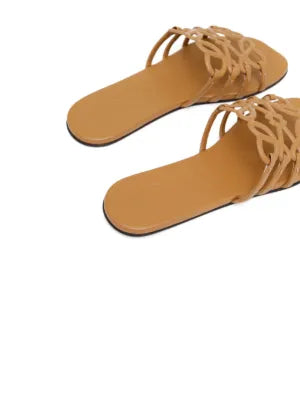 LOEWE Petal Anagram slide in soft calfskin Camel