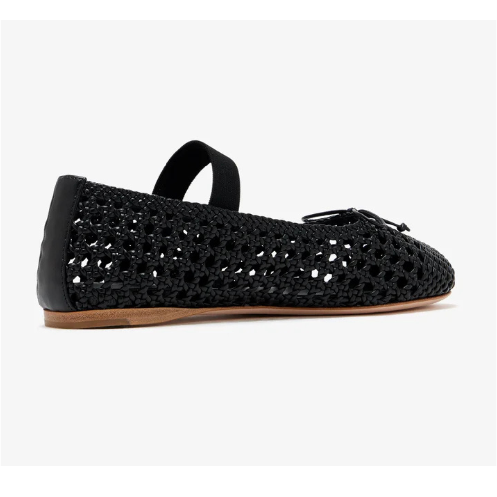Miu Miu Woven Nappa Leather Ballerinas in Black