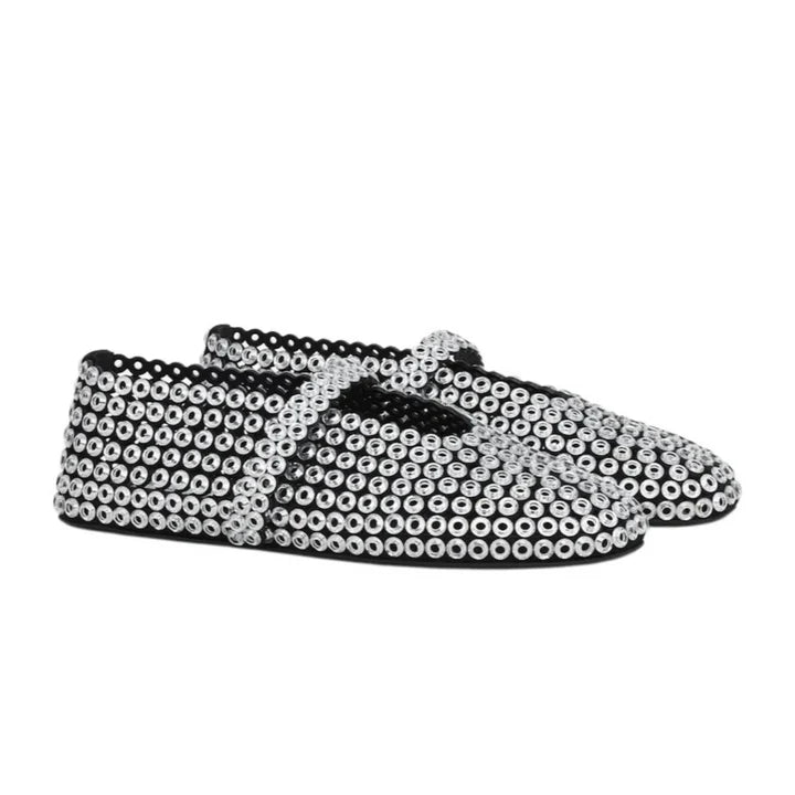 Alaïa Suede Glass-Embellished Ballet Flats