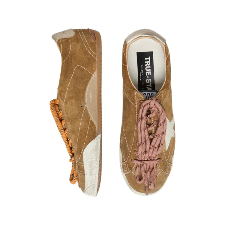 suede with white star and platinum heel tab
