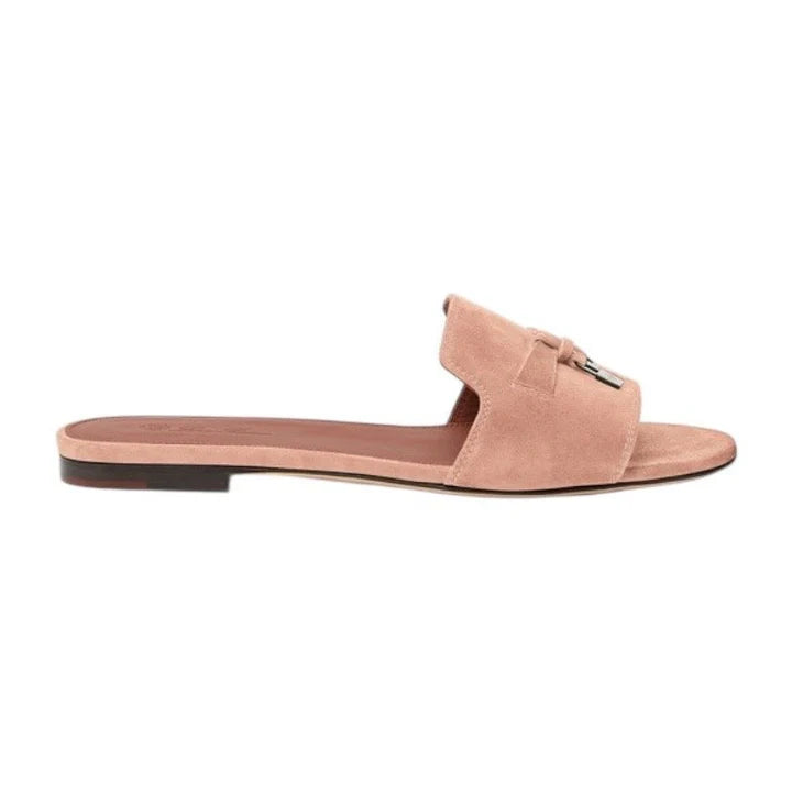 LORO PIANA Summer Charms Suede Goatskin Flat Sandal