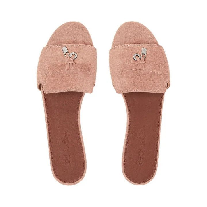 LORO PIANA Summer Charms Suede Goatskin Flat Sandal
