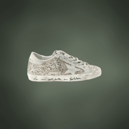 Baskets Super-star Sérigraphie Cuir Glitter Doré, Exclusivité Lulli