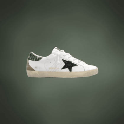 Golden Goose Super-Star White Black Croc Glitter