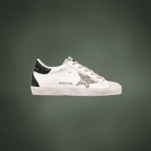 Golden Goose Superstar in white, black & glitter Star
