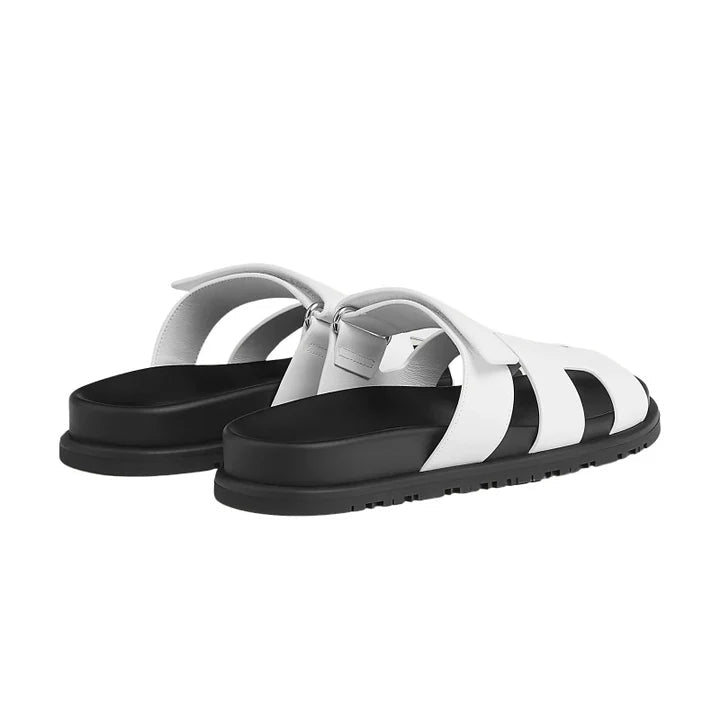 Hermes Calfskin Womens Chypre Sandals White - Kickzz