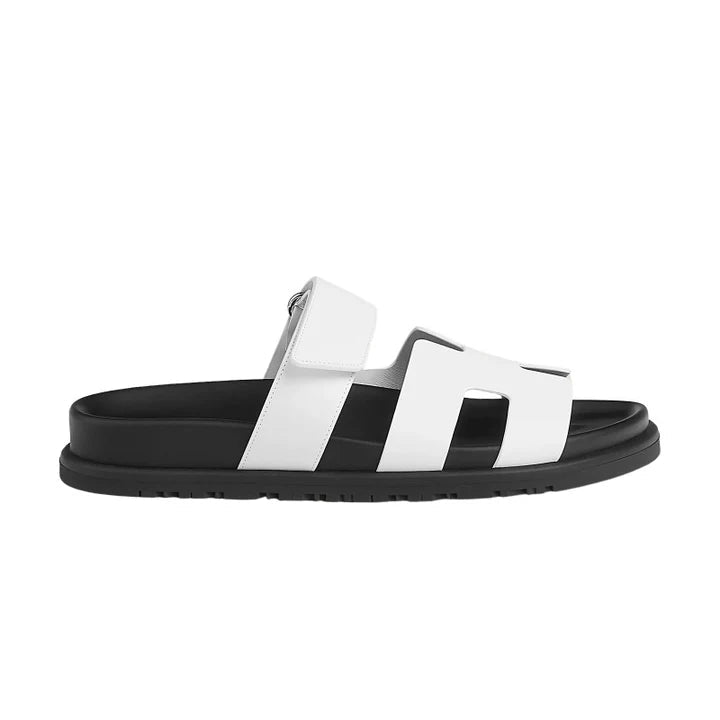 Hermes Calfskin Womens Chypre Sandals White - Kickzz