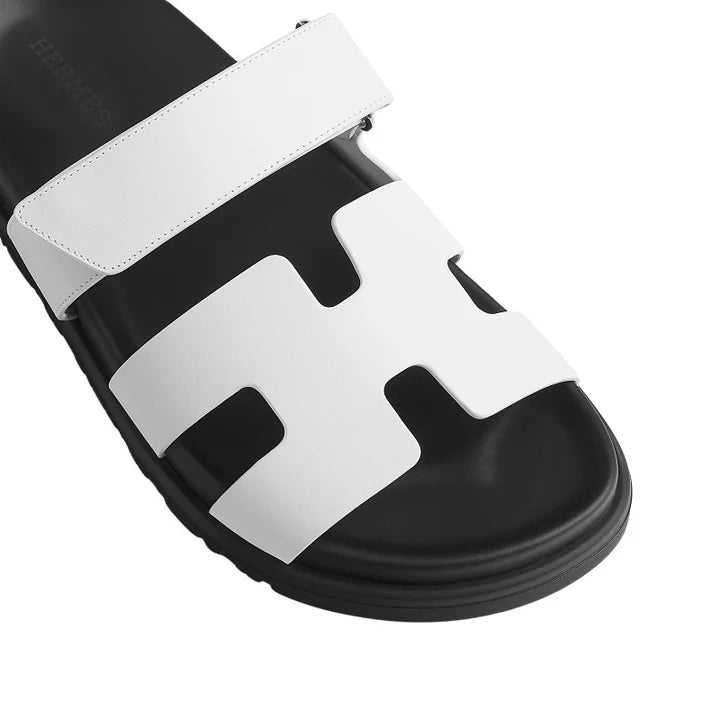 Hermes Calfskin Womens Chypre Sandals White - Kickzz