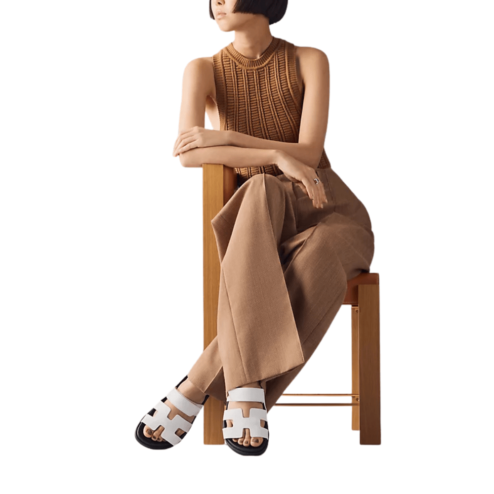 Hermes Chypre Sandal Blanc Epsom Leather - Kickzz
