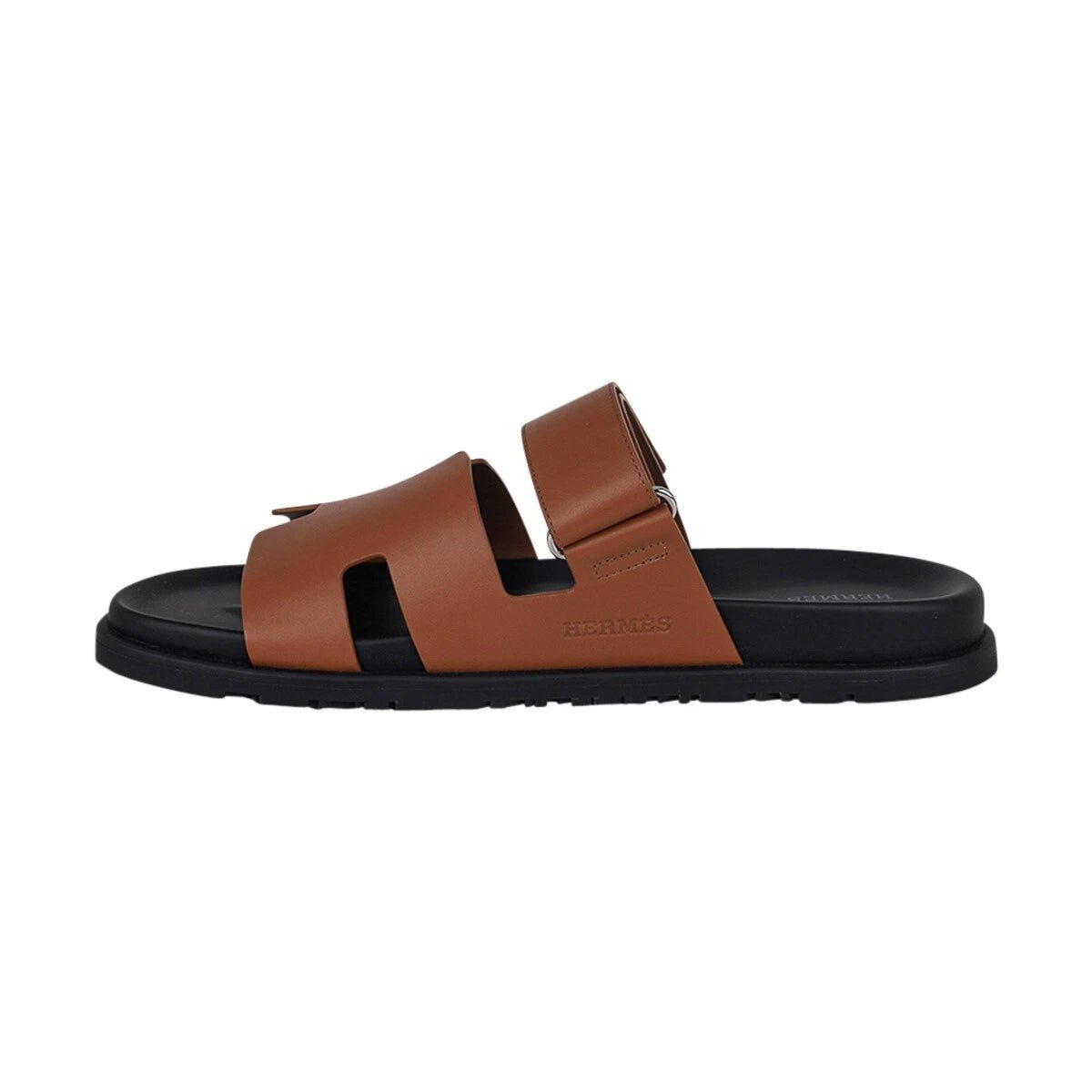 Hermes Chypre Sandal Naturel Black Smooth Calfskin Leather - Kickzz