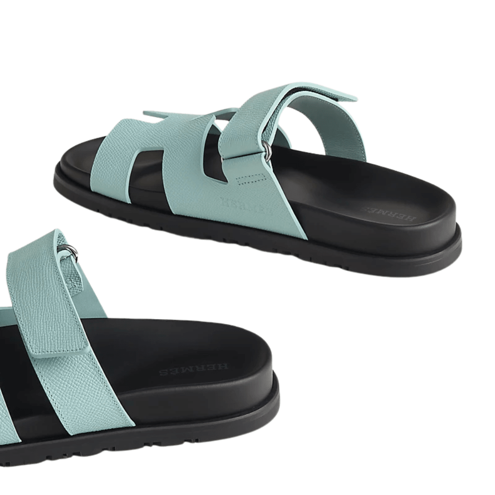 Hermes Epsom Womens Chypre Sandals 39 Bleu Cristaux - Kickzz