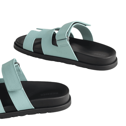 Hermes  Epsom Womens Chypre Sandals 39 Bleu Cristaux