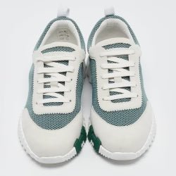 Hermes Green/Grey Mesh and Suede Bouncing Sneakers - Kickzz