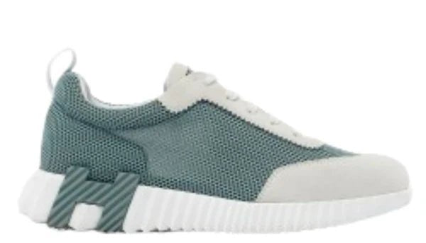 Hermes Green/Grey Mesh and Suede Bouncing Sneakers - Kickzz