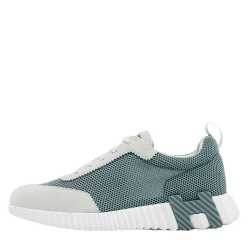 Hermes Green/Grey Mesh and Suede Bouncing Sneakers - Kickzz
