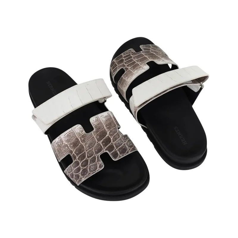 Hermes Himalaya Crocodile Chypre Slingback Flat Sandals - Kickzz