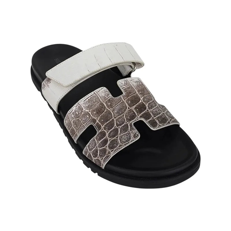Hermes Himalaya Crocodile Chypre Slingback Flat Sandals - Kickzz