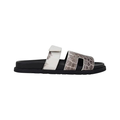 Hermes Himalaya Crocodile Chypre Slingback Flat Sandals