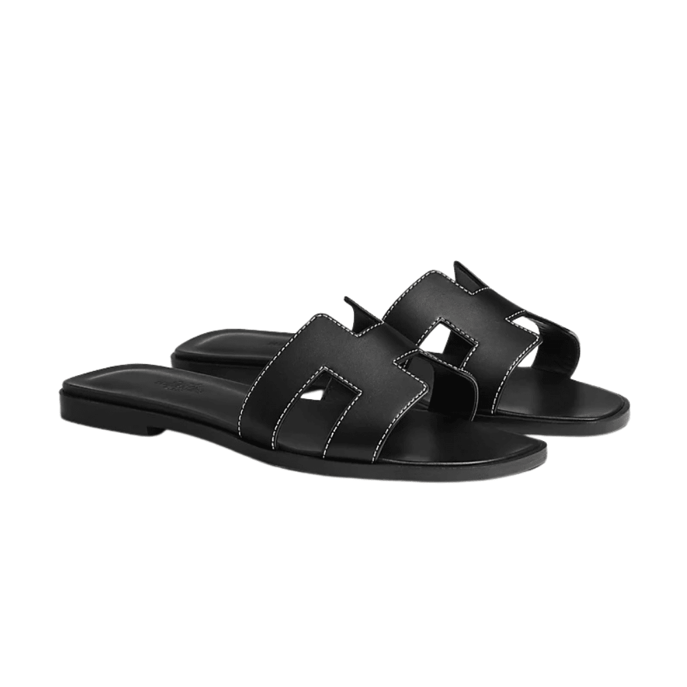 Hermes Oran sandals black - Kickzz