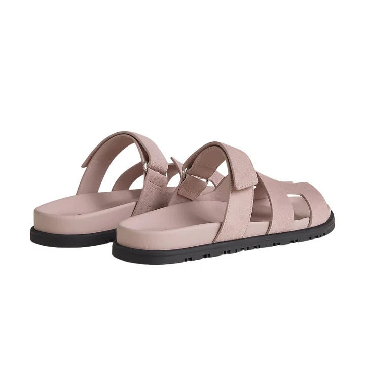 Hermes Suede Goatskin Womens Chypre Sandals Nude - Kickzz