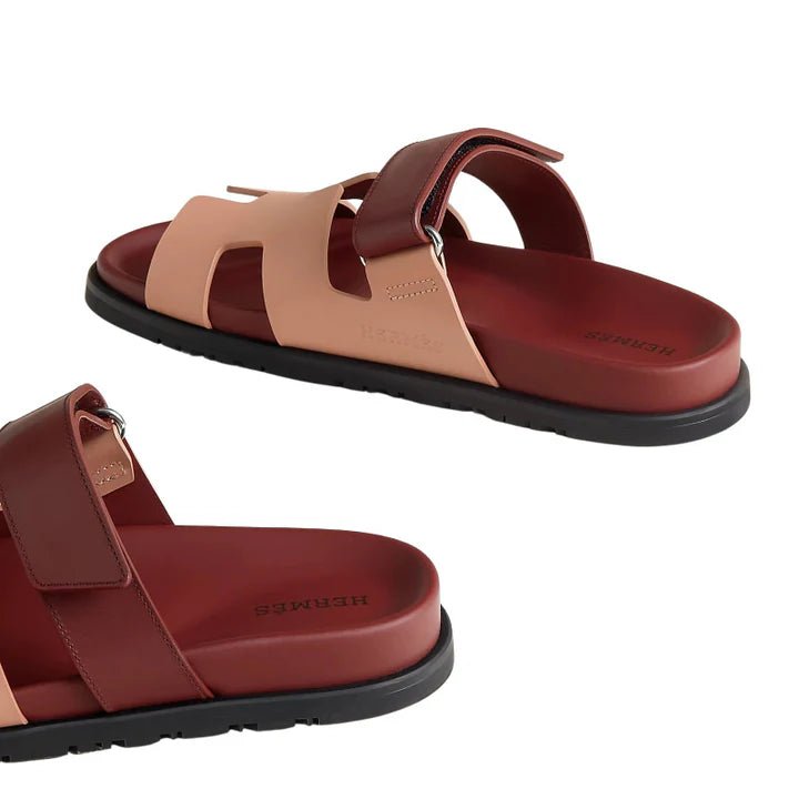 Hermes Suede Goatskin Womens Chypre Sandals Nude - Kickzz