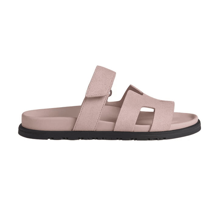 Hermes Suede Goatskin Womens Chypre Sandals Nude - Kickzz