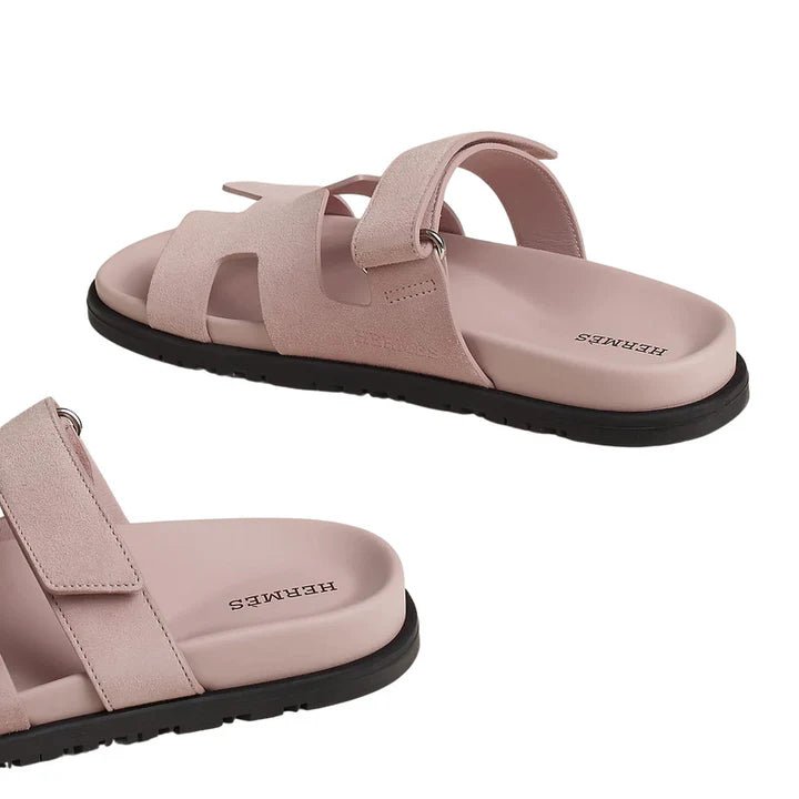 Hermes Suede Goatskin Womens Chypre Sandals Nude - Kickzz