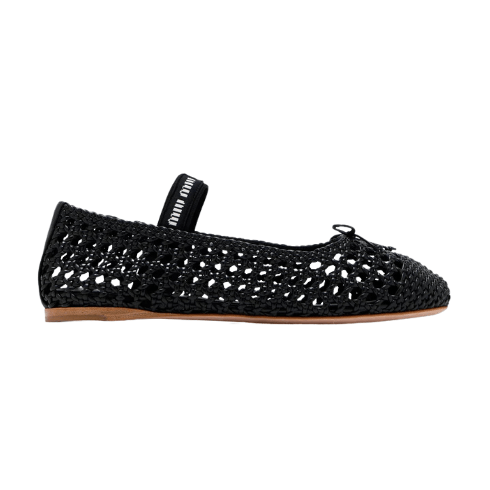 Miu Miu Woven Nappa Leather Ballerinas in Black - Kickzz