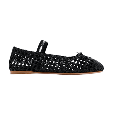 Miu Miu Woven Nappa Leather Ballerinas in Black