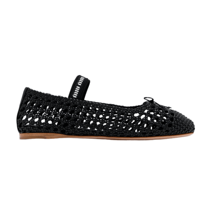 Miu Miu Woven Nappa Leather Ballerinas in Black
