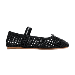 Miu Miu Woven Nappa Leather Ballerinas in Black