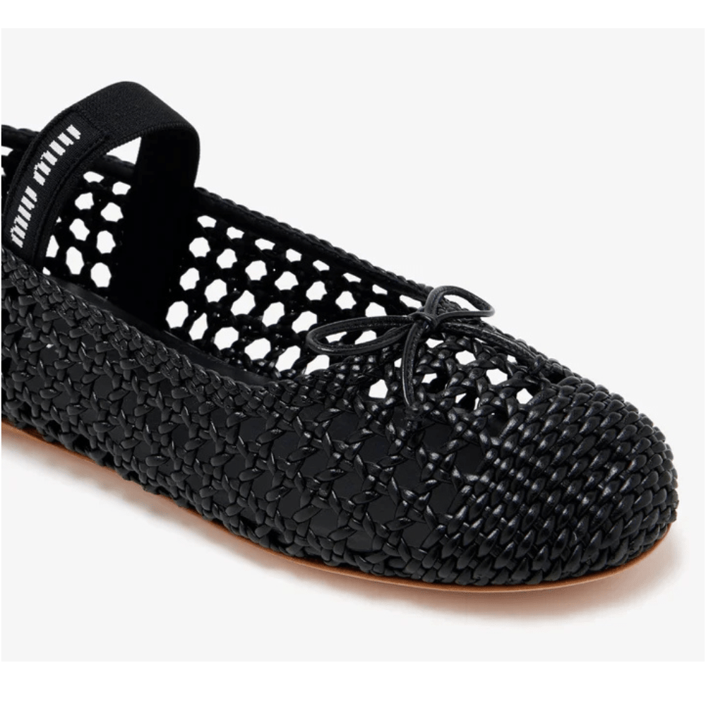 Miu Miu Woven Nappa Leather Ballerinas in Black - Kickzz