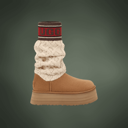 UGG Wmns Classic Sweater Letter Boot 'Chestnut'