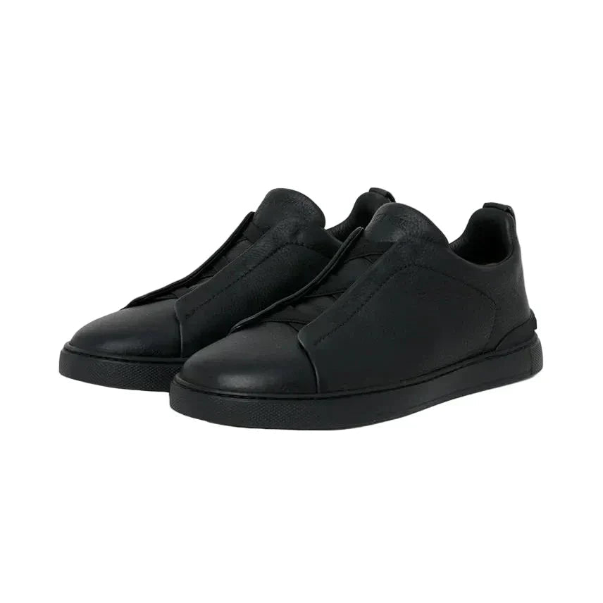 ZEGNA BLACK DEERSKIN TRIPLE STITCH - Kickzz