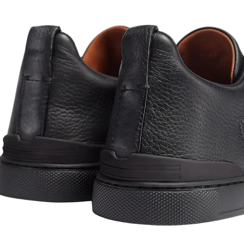ZEGNA BLACK DEERSKIN TRIPLE STITCH - Kickzz