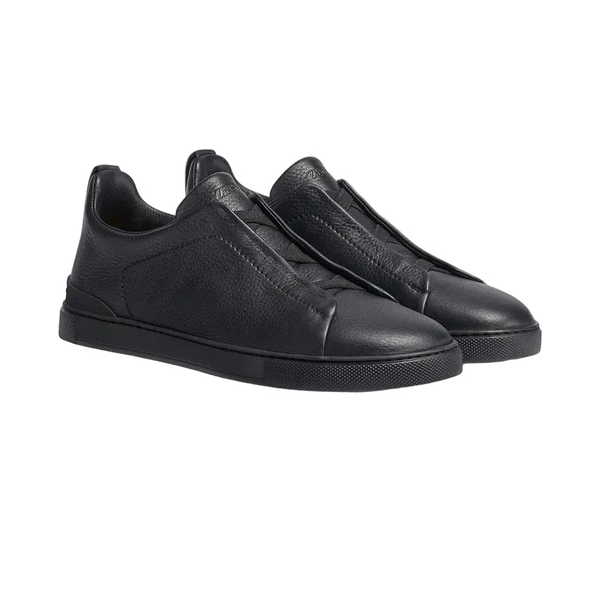 ZEGNA BLACK DEERSKIN TRIPLE STITCH - Kickzz