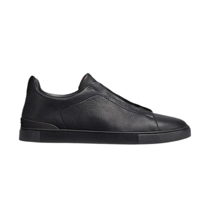 ZEGNA BLACK DEERSKIN TRIPLE STITCH