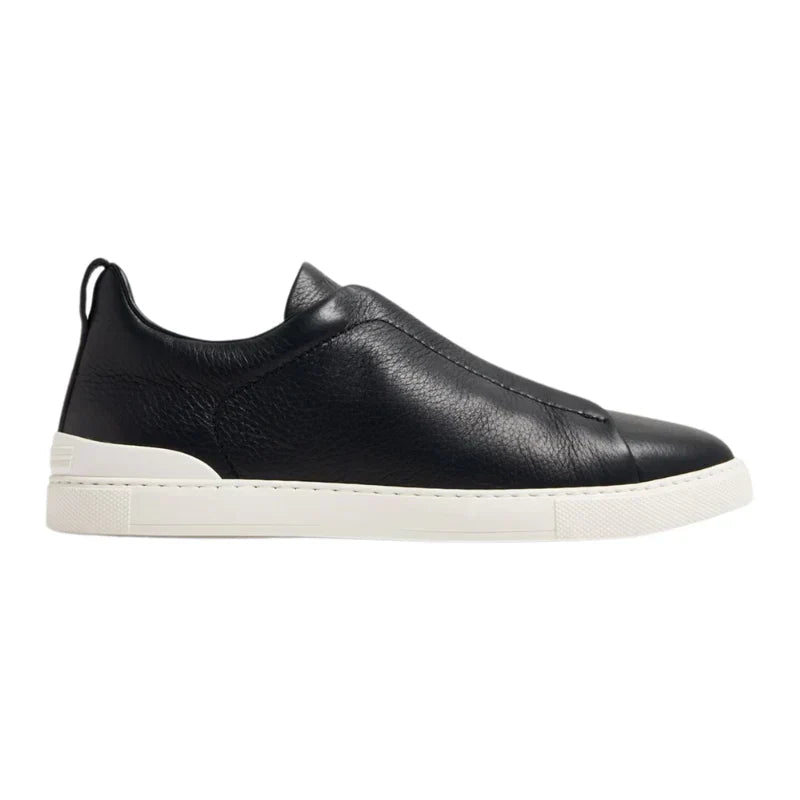 Zegna Navy Blue Deerskin Triple Stitch - Kickzz