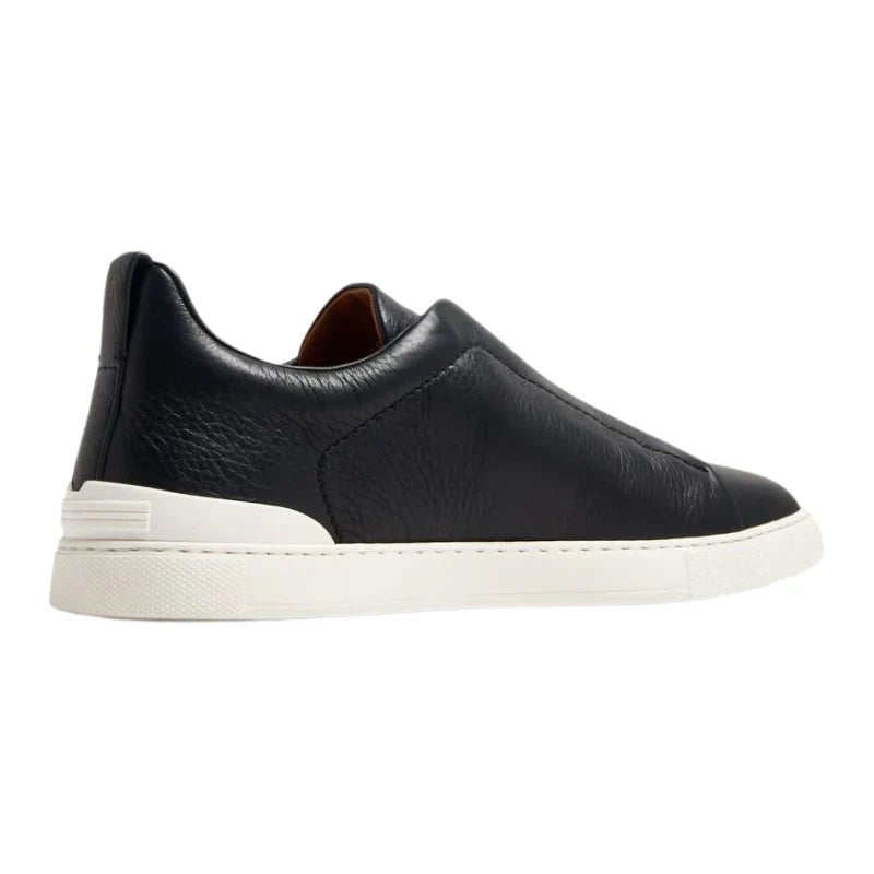 Zegna Navy Blue Deerskin Triple Stitch - Kickzz