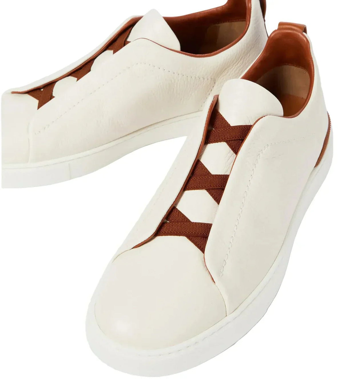 Zegna Triple Stitch leather sneakers WHITE TRIPLE STITCH - Kickzz